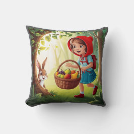 Mädchen in Redhood mit Bunny Kissen