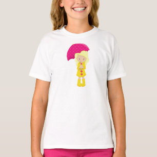 Mädchen in Regenmantel, Mädchen mit Regenschirm, B T-Shirt