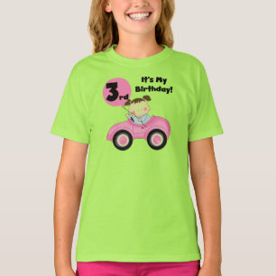 Mädchen in rosa Auto 3. Geburtstag Tshirts und Ges