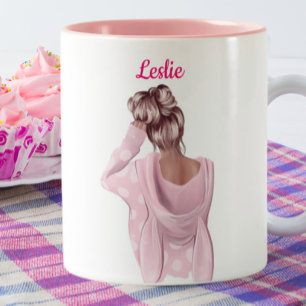 Mädchen in rosa Personalisierter Kaffee Zweifarbige Tasse