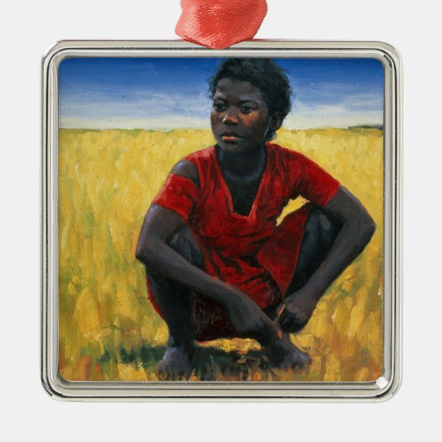 Mädchen in Rot 1992 Silbernes Ornament (Vorne)