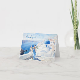 Mädchen in Santorin, Wasserfarbe, Karte Danke