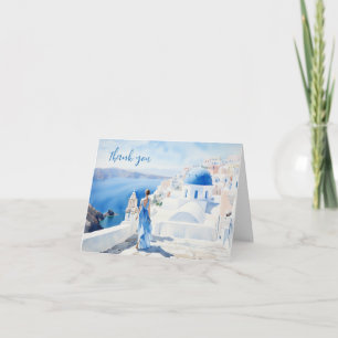 Mädchen in Santorini, Aquarell, Dankeskarten Dankeskarte