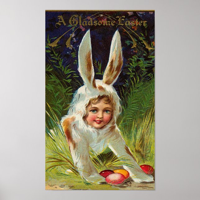 Mädchen in sonniger Kostüme Vintag Ostern Poster (Vorne)