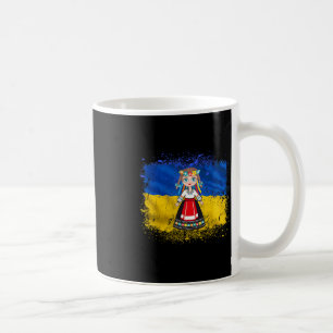 Mädchen in ukrainischer Nationaltracht Ukraine-Fla Kaffeetasse