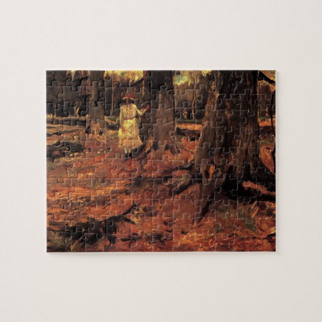 Mädchen in Weiß im Wald von Vincent van Gogh (Horizontal)
