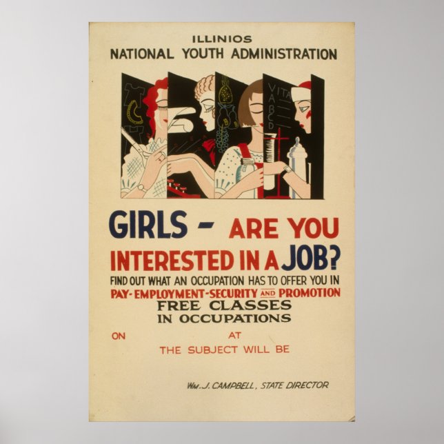 Mädchen - Interessieren Sie sich für einen Job Vin Poster (Vorne)