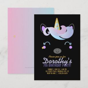 Mädchen JEDES ALTER Galaxie UNICORN BIRTHDAY Party Einladung