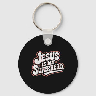 Mädchen Jesus ist mein Superheld Christlicher Klei Schlüsselanhänger