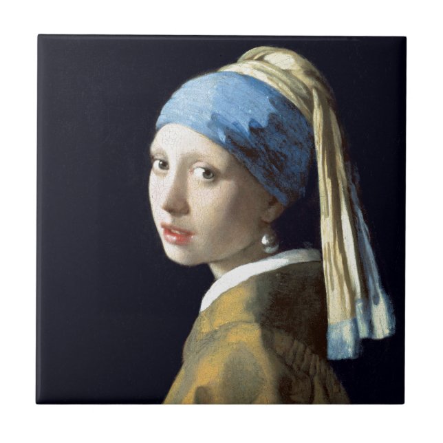 Mädchen Johannes Vermeer mit einem Perlen-Ohrring Fliese (Vorderseite)