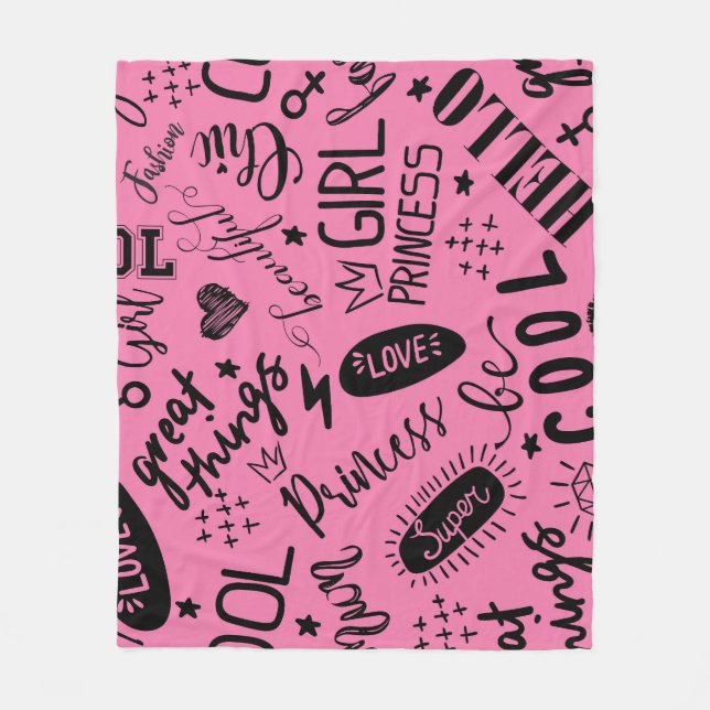 Mädchen kalligrafisch: Nahtloses Modedesign Fleecedecke (Vorderseite)
