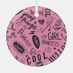 Mädchen kalligrafisch: Nahtloses Modedesign Ornament Aus Glas