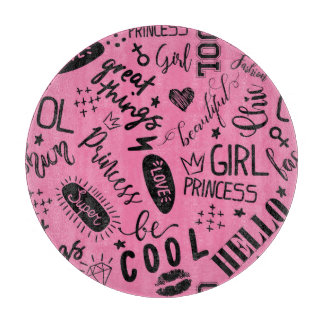 Mädchen kalligrafisch: Nahtloses Modedesign Schneidebrett