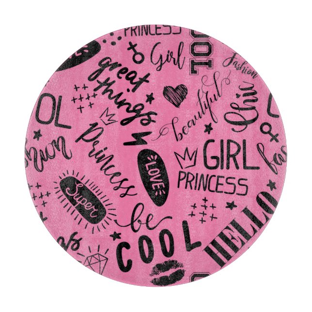 Mädchen kalligrafisch: Nahtloses Modedesign Schneidebrett (Vorderseite)