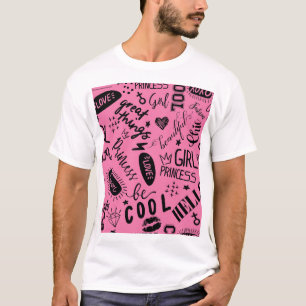 Mädchen kalligrafisch: Nahtloses Modedesign T-Shirt