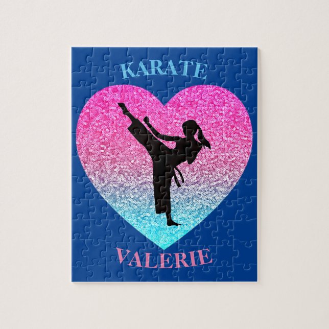 Mädchen Karate Blau (Vertikal)