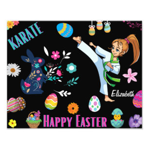 Mädchen Karate Frohe Ostern Dekorativ Fotodruck