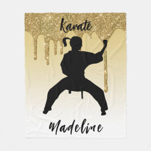 Mädchen Karate-Position Gold Glitter Drip Ombre Fleecedecke