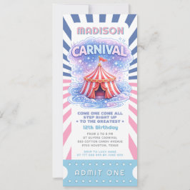 Mädchen Karneval Geburtstags Ticket Eintritt Frei  Einladung