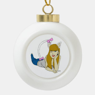 Mädchen Keramik Kugel-Ornament
