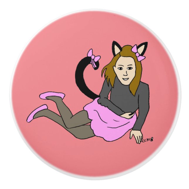 Mädchen Keramikknauf (Vorderseite)