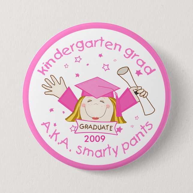 Mädchen-Kindergarten-Absolvent/Abschluss-Knopf Button (Vorderseite)
