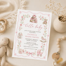 Mädchen-Kinderspielzeug Florale Babyparty-Einladun