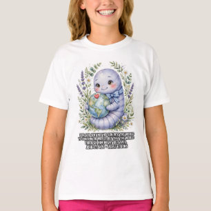 Mädchen-KJV Bibel-Johannes 3:17 Süßer Lavendelwurm T-Shirt