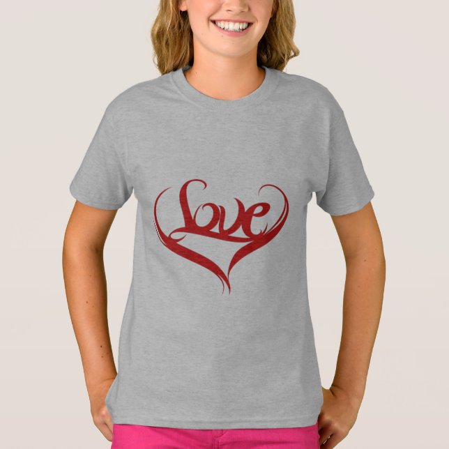Mädchen Kleidung Liebe Herz Girls Kinder T - Shirt (Vorderseite)