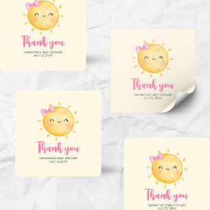 Mädchen Kleiner Sonnenschein Baby Shower Quadrat Quadratischer Aufkleber