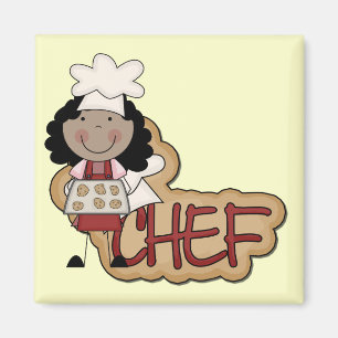 Mädchen-Kochs-afrikanische amerikanische T-Shirts Magnet