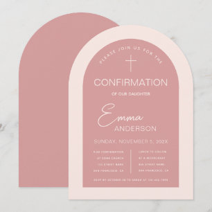 Mädchen Konfirmation Rosa Bogen Modernes Dusty Ros Einladung