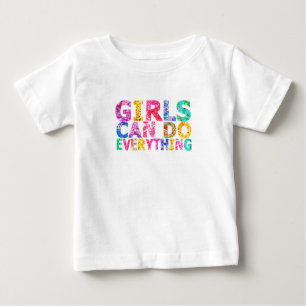 Mädchen können alles Motivations-Tochter Baby T-shirt