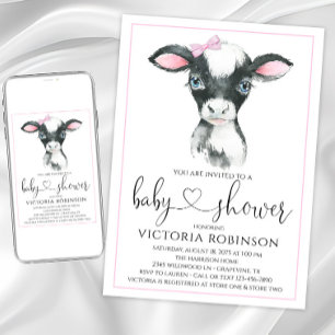 Mädchen-Kuh-Hof-Baby-Shower-Einladungen Einladung