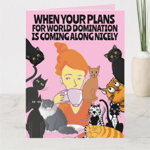 MÄDCHEN KUNST FUNNY WORLD DOMINATION BIRTHDAY CARD DANKESKARTE