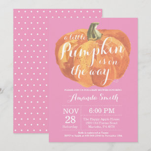 Mädchen-Kürbis-Fall-Babyparty-Einladungs-Rosa Einladung