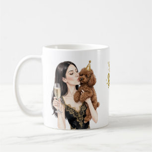 Mädchen küsst Pudel-Welpe – Pudel-Mama Kaffeetasse