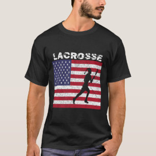 Mädchen Lacrosse USA-Flagge T-Shirt abgenutzt Vint