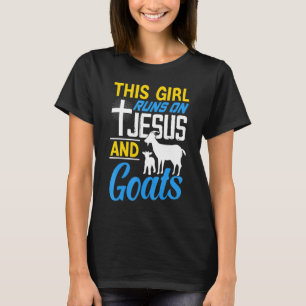Mädchen läuft auf Jesus und Ziege für Frauen T-Shirt