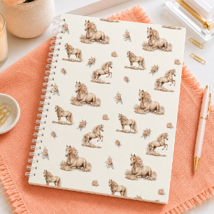 Mädchen Launisches Pfirsich-Rosen-Pferd-Muster  Notizbuch