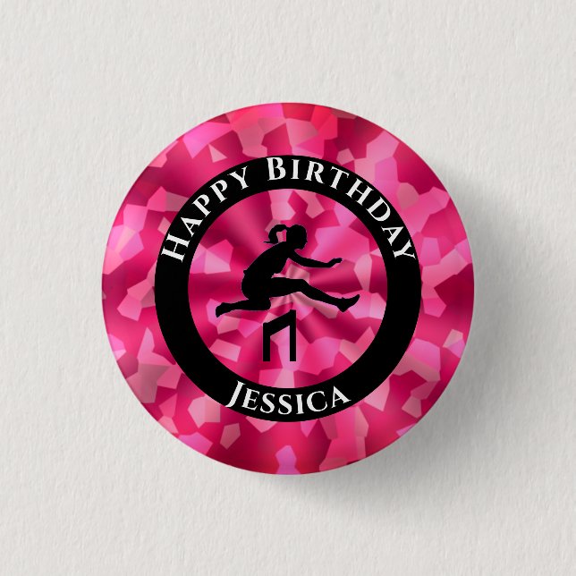 Mädchen Leichtathletik Pink Camouflage Button (Vorderseite)