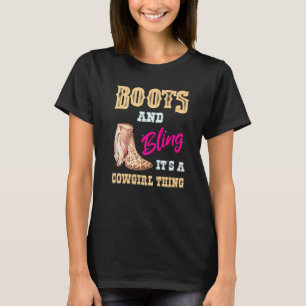 Mädchen Leoparden Stiefel Glanz Es Ist Eine Cowgir T-Shirt