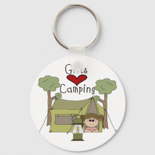 Mädchen-Liebe-Camping Schlüsselanhänger