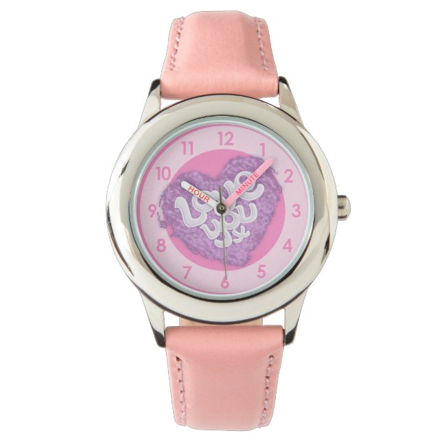 Mädchen Liebe Herzmuskeluhr Armbanduhr (Vorderseite)