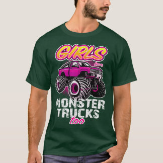 Mädchen Liebe Monster LKW zu Retro Not leidendes B T-Shirt