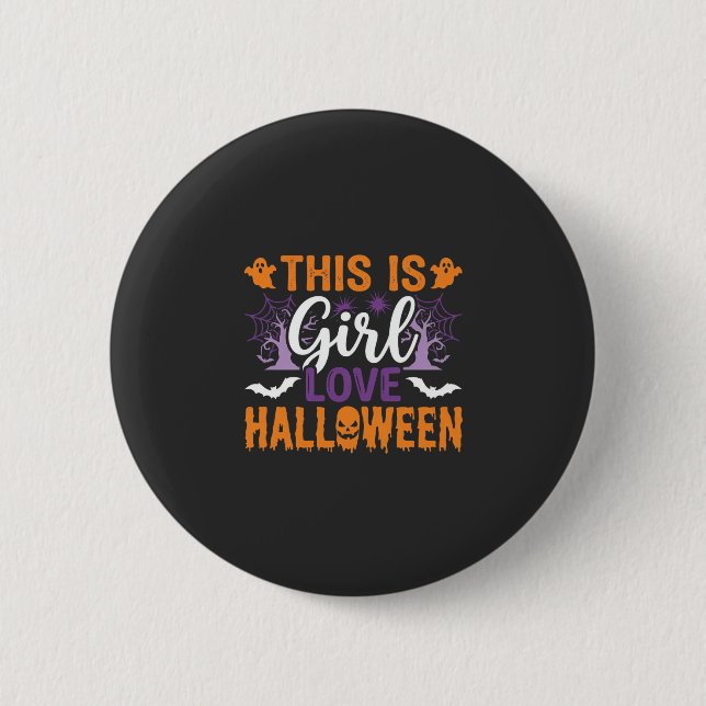 Mädchen Lieben Halloween-Geister-Design_1 Button (Vorderseite)