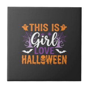 Mädchen Lieben Halloween-Geister-Design_1 Fliese