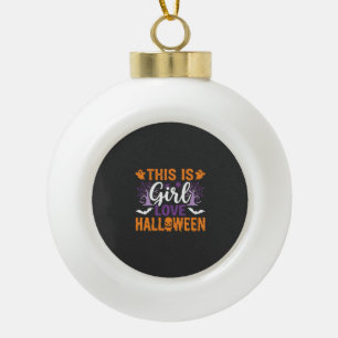 Mädchen Lieben Halloween-Geister-Design_1 Keramik Kugel-Ornament