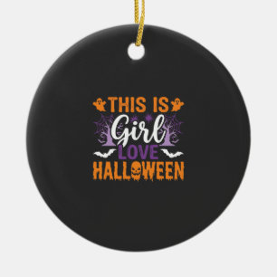 Mädchen Lieben Halloween-Geister-Design_1 Keramik Ornament