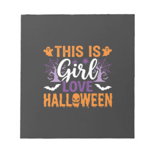 Mädchen Lieben Halloween-Geister-Design_1 Notizblock